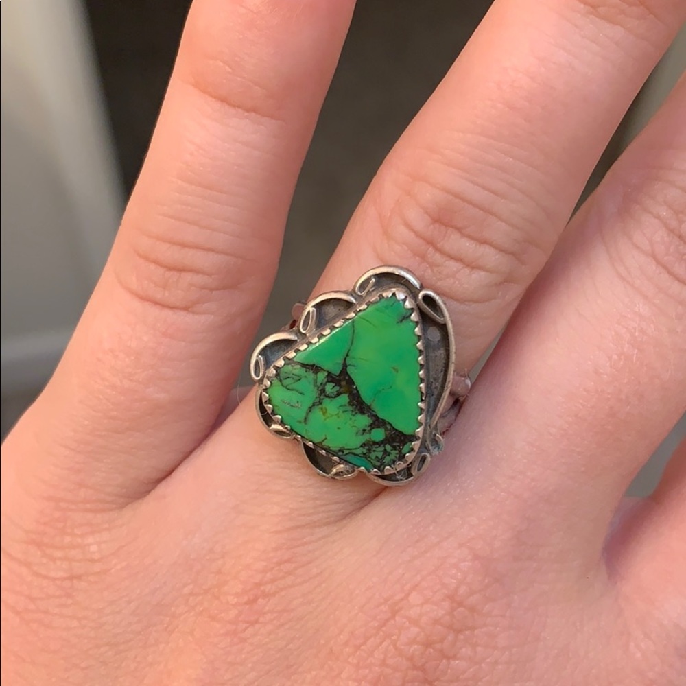 Sterling silver green turquoise ring